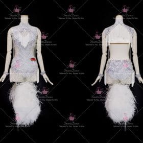 White Beads Latin Dance Dress Flamenco Dancesport Outfits LD-SG2021