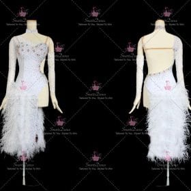 White Beads Latin Dance Dress Rhythm Dancesport Costumes LD-SG1996