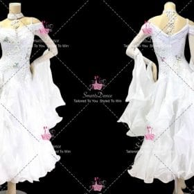 White Chiffon Crystal Dance Competition Costumes Dresses To Dance BD-SG4432