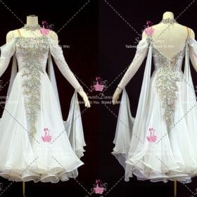 White Chiffon Rhinestones Dress For Dance Praise Dance Dress BD-SG4457