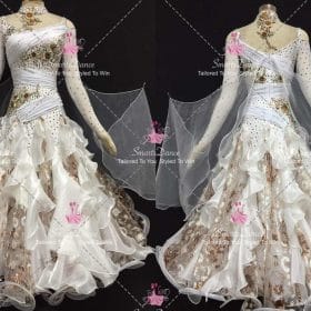 White Custom Made Foxtrot Dance Dresses For Middle Schoolers Ballroom Dancing Dresses BD-SG4619