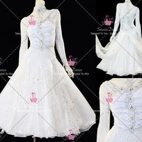 White Flower Rhinestones Dance Competition Costumes Dresses To Dance BD-SG4400