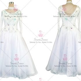 White Girls Practice Ballroom Gowns Swarovski Chiffon BD-SG3788
