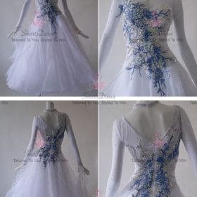 White Juvenile Swarovski Flower Ballroom Costumes Swing BD-SG3731