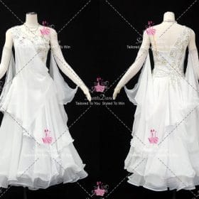 White Lace Crystal Dance Costumes Competition Dresses For A Winter Dance BD-SG4438