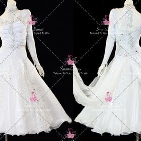 White Lace Rhinestones Womens Dance Costumes Dancer Dresses BD-SG4418