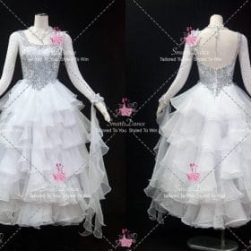 White Lace Swarovski Ballroom Dance Costumes High School Dance Dresses BD-SG4443