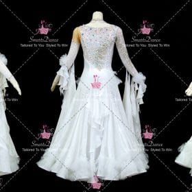 White Made To Order Viennese Waltz Competition Dance Costume Praise Dance Dresses BD-SG4599