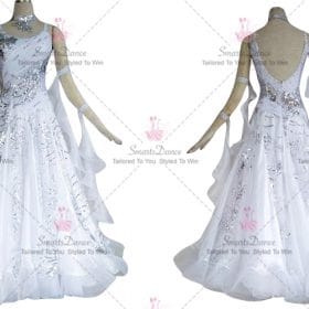 White Womens Dancesport Ballroom Smooth Wear Rhinestones Satin BD-SG3847