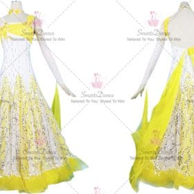 White and Yellow Discount Made-To-Measure Modern Ballroom Dance Wear BD-SG3910