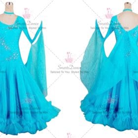 Womens Ballroom Smooth Dress For Sale Dance Costumes Blue BD-SG3895