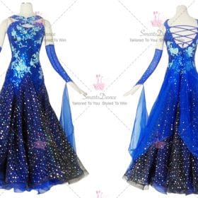 Womens Ballroom Smooth Dress For Sale Dance Outfits Black and Blue BD-SG3871