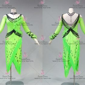 Womens Black And Green Latin Dancing Dress Latin Gown Jive Bolero Dance Outfits LD-SG2252