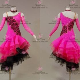 Womens Black And Pink Latin Dancing Dress Latin Gown Rhythm Salsa Dance Dresses LD-SG2276