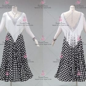 Womens Black And White Latin Dancing Dress Latin Gown Bachata Flamenco Dance Costumes LD-SG2288