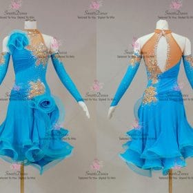 Womens Blue And Yellow Latin Dancing Dress Latin Gown Tango Swing Dance Clothes LD-SG2270