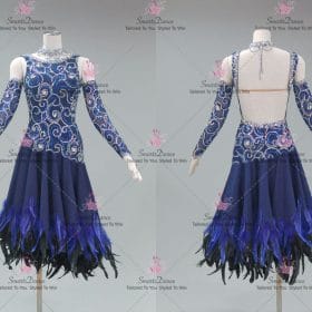Womens Blue Latin Dancing Dress Latin Gown Merengue Paso Doble Dance Outfits LD-SG2282