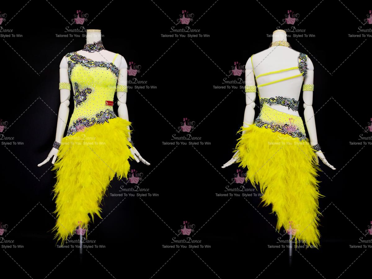 Yellow Beads Latin Dance Dress Tango Dancesport Clothes LD-SG2026