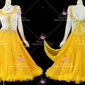 Yellow Chiffon Rhinestones Costumes For Dance School Dance Dresses BD-SG4412