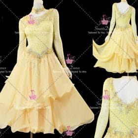 Yellow Chiffon Rhinestones Dance Dress Costumes Contemporary Dance Dress BD-SG4397