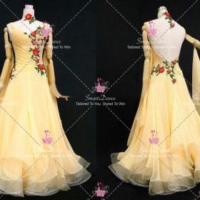 Yellow Chiffon Swarovski Ballroom Dance Dresses Prom Dance Dress BD-SG4422