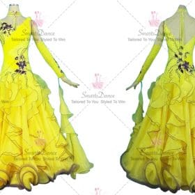 Yellow Juvenile Dance Ballroom Competition Clothing Swarovski Applique BD-SG3845