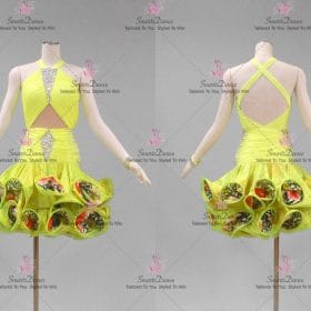 Yellow Lace Harmony Latin Dance Clothes Chacha Wear LD-SG2295