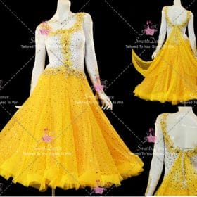 Yellow Satin Swarovski Dance Costumes For Competition Wedding Dance Dress BD-SG4401
