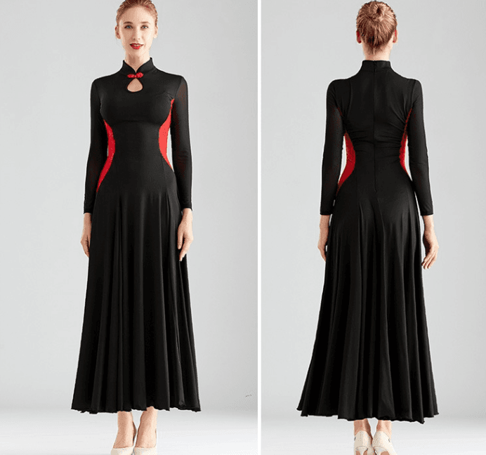 black and red modern dance ballroom dancing skirts for women