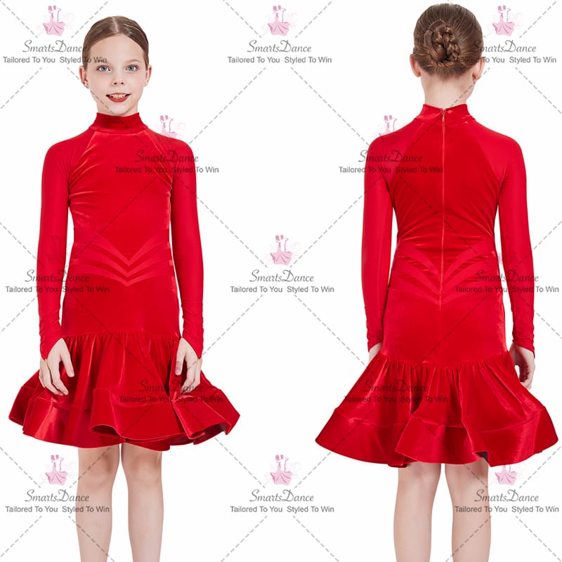 Custom Junior Latin Dance Gown Juvenile Girls Latin Skirt